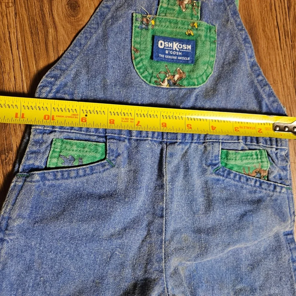 Vintage OshKosh B'gosh Denim Overalls 18M Colorblock Western Horse Print Cowboy.